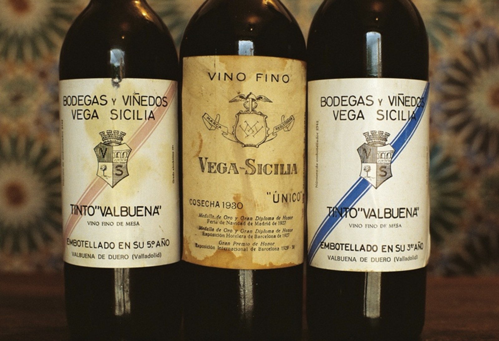 Historic Vega Sicilia library wine bottles from Castilla y León